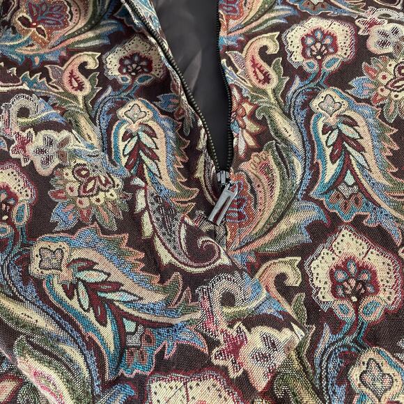 Coldwater Creek Brown Cream Maroon Aqua Paisley Tapestry Zip Up Jacket PS - Picture 4 of 7